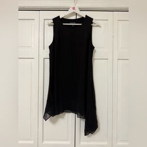 Eileen Fisher 100% Silk Asymmetrical Hem Sleeveless Blouse Lagenlook Witch Small